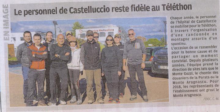 Article Corse-Matin : Le personnel du CH de Castelluccio se mobilise pour le Téléthon