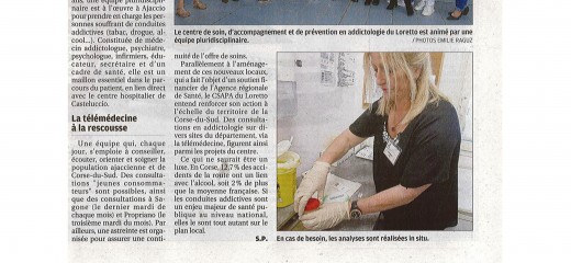 Article Corse-Matin : Inauguration des nouveaux locaux du CSAPA