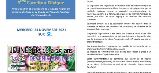 5ème Carrefour Clinique Ceccof : Jeunes de 16 à 25 ans : Edito du Dr ACQUAVIVA